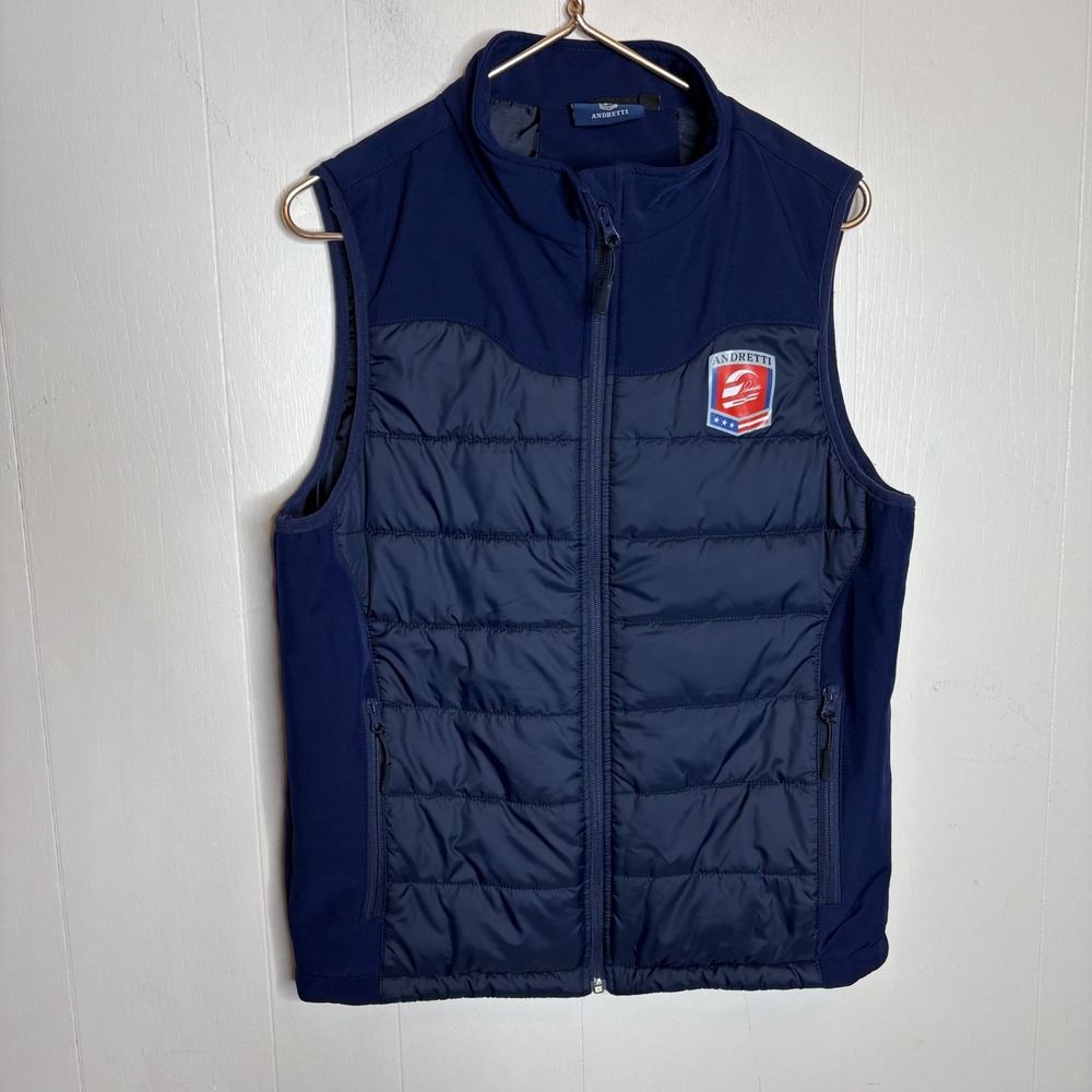 Andretti Autosport Puffer Vest M Navy Full Zip Indy Car Formula E Team Racing